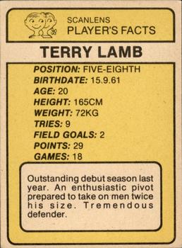 1981 Scanlens #76 Terry Lamb Back